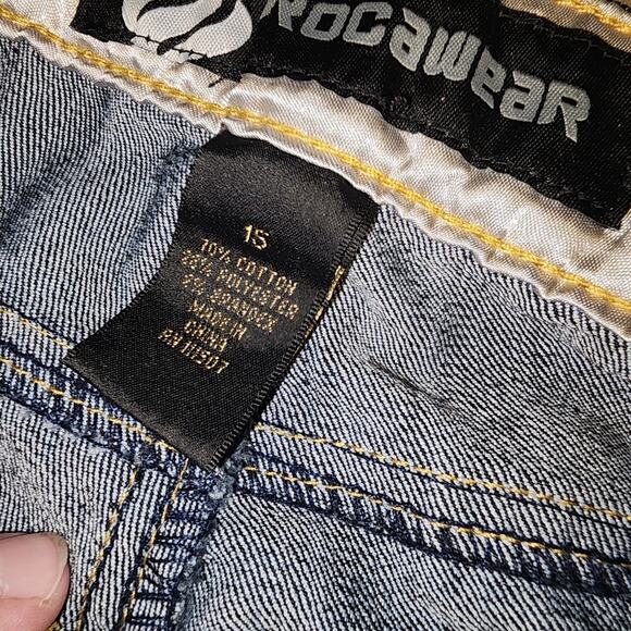ROCAWEAR EUC WOMEN'S VINTAGE SIZE 15 EMBROIDERED POCKET DENIM JEANS - Picture 4 of 9